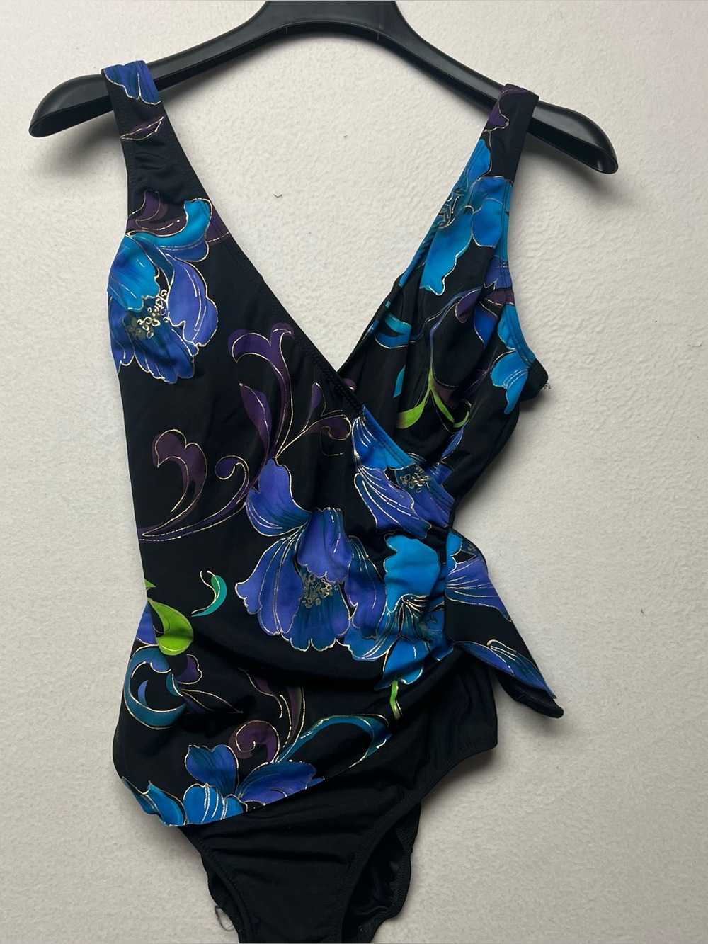 Vintage Longitude Swimsuit Floral Black One Pieces Size 12